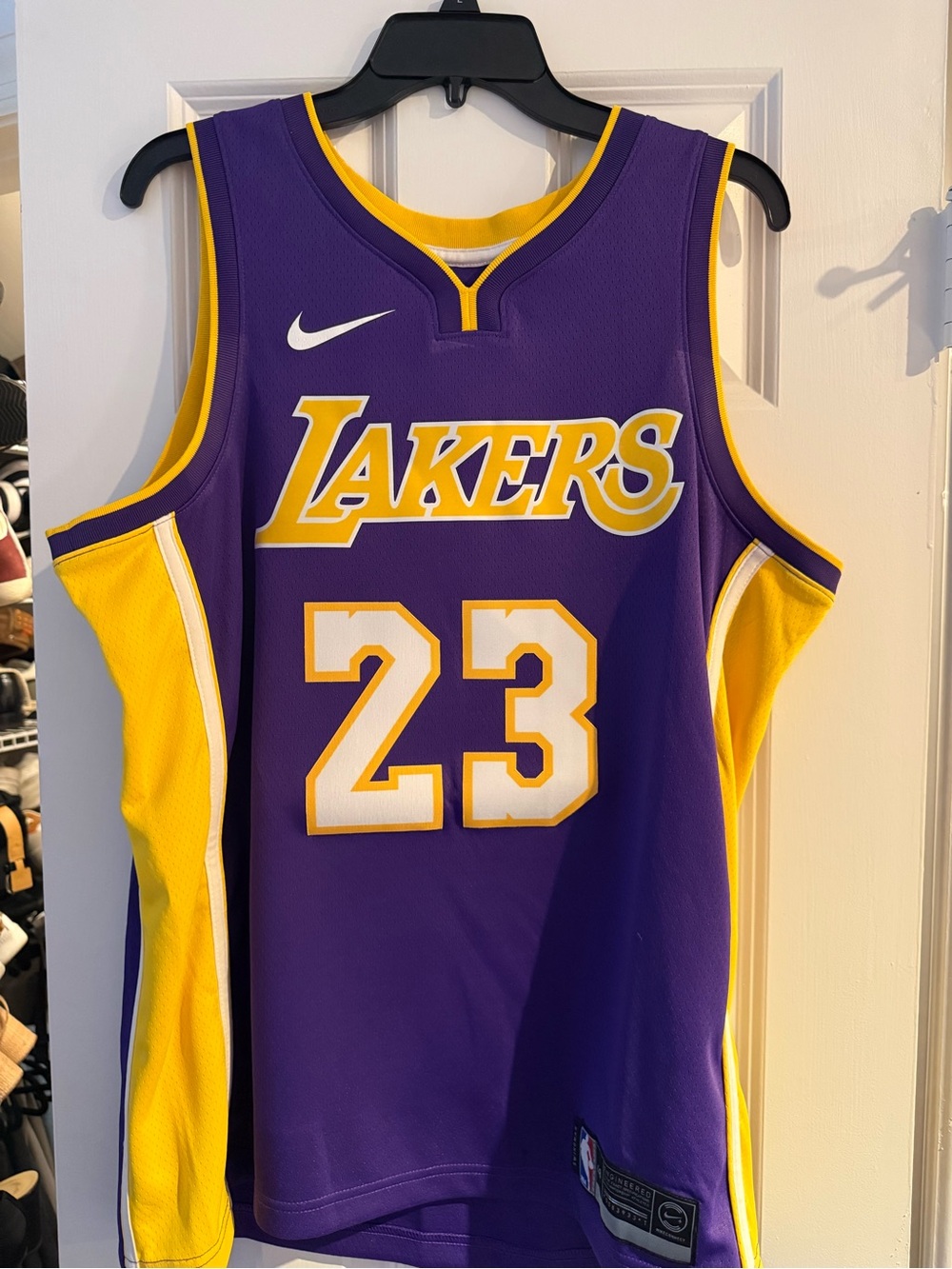 Nike Los Angeles Lakers Lebron James #23 Purple and Gold Basketball Jersey